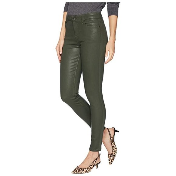 7 For All Mankind Denim - 7 For All Mankind The Ankle Skinny Coated Green Jeans Size 28